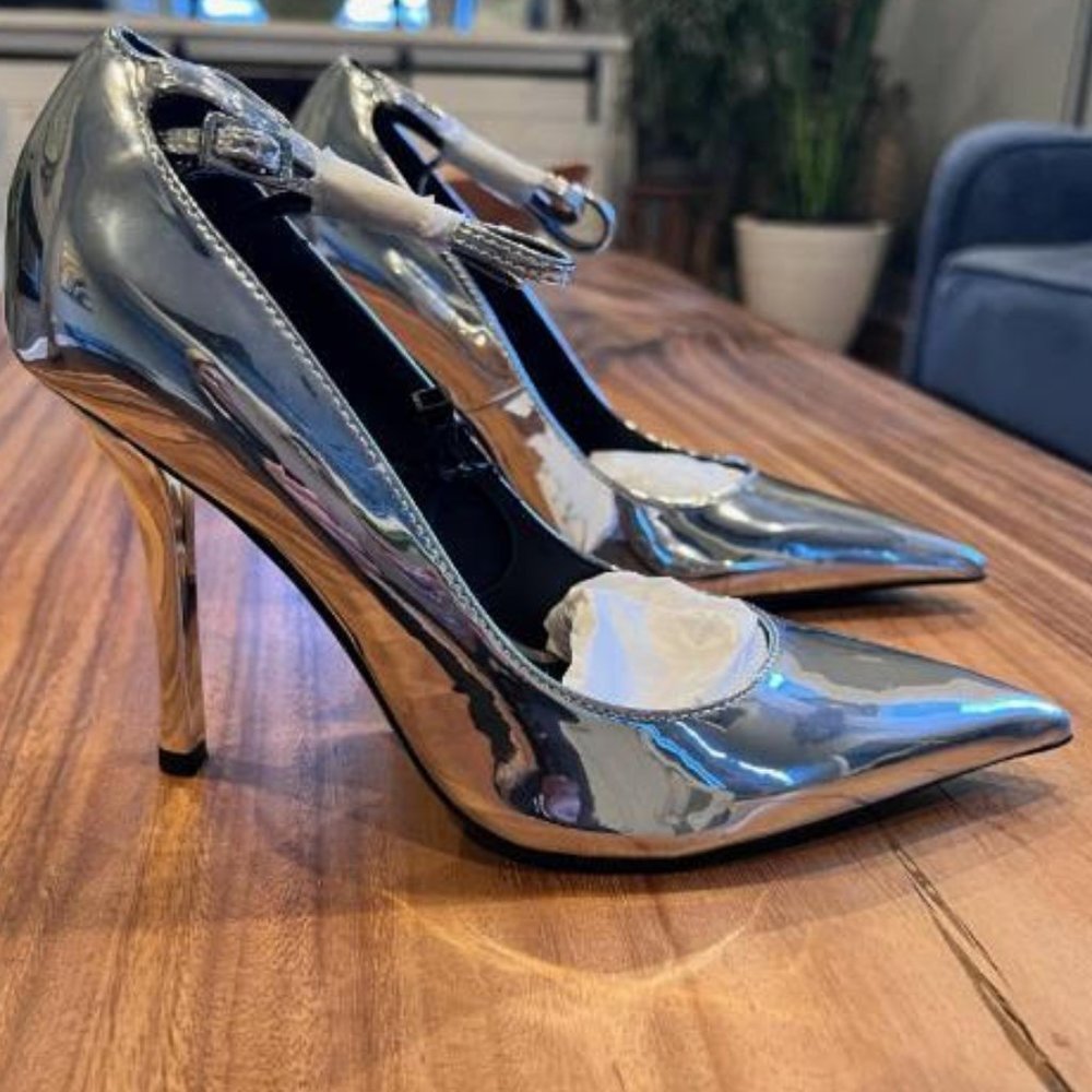 Zara Metallic High Heels Silver NWT - Picture 12 of 14